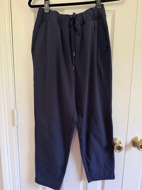 T by Talbots Navy Pull On Travel Pants LPetite Stretch minimalist  travel work